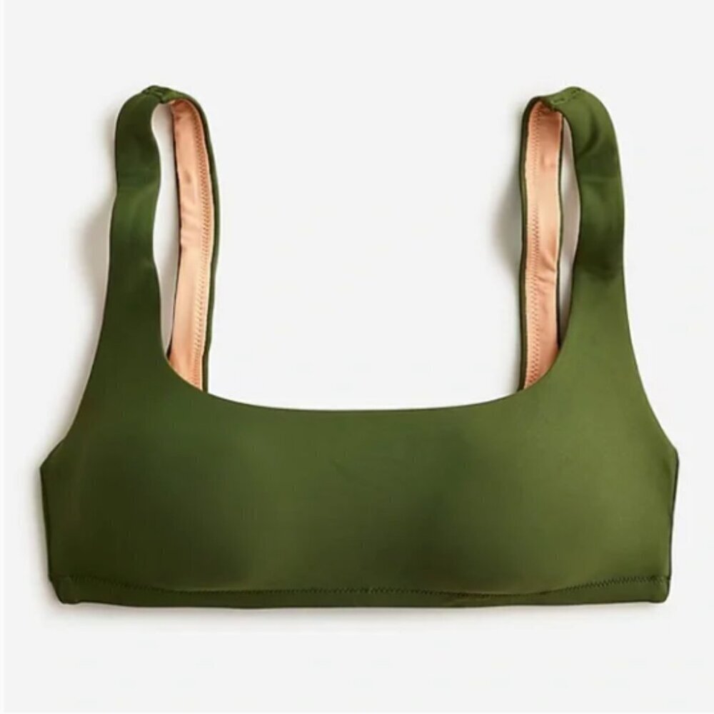 NWT J. Crew Square-neck Green Bikini Top